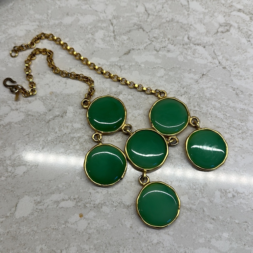 Kenneth J Lane green and gold bib necklace. Statement piece! - Picture 6 of 7